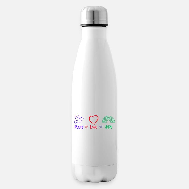 Peace, Love ans Hope - Isolierflasche - Weiß