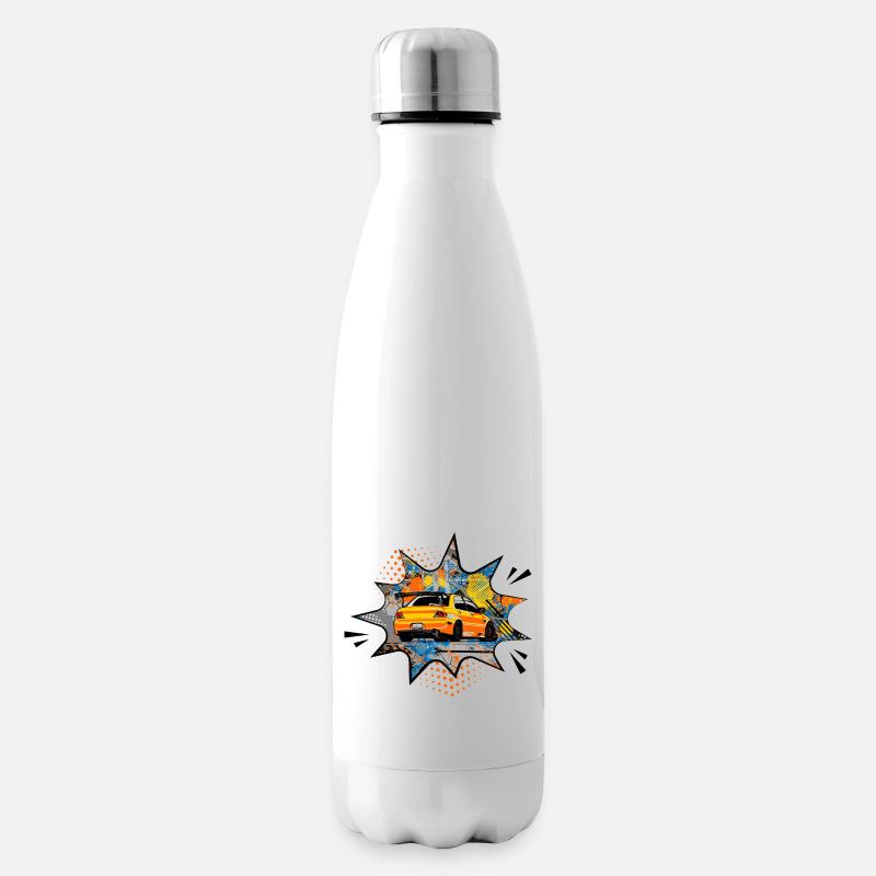 Mitsu Orange Bubble - Insulated Water Bottle - white