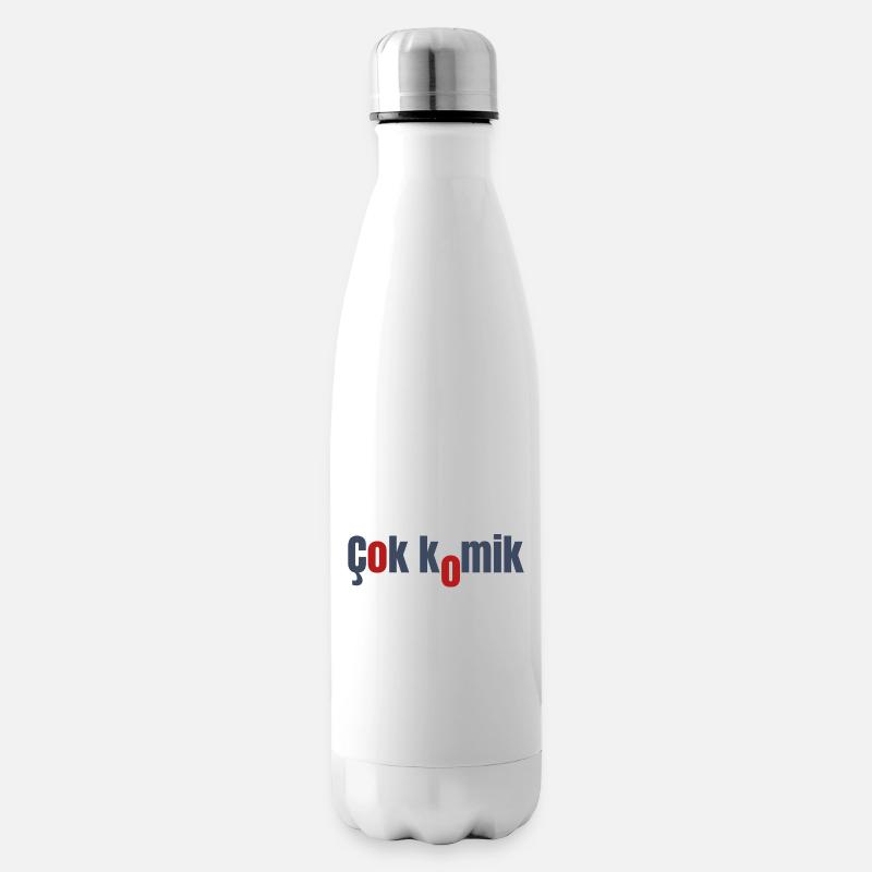 Cok Comic Grey Red - Insulated Water Bottle - white