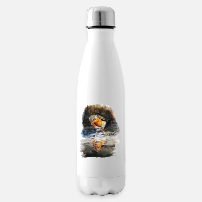 rouge-gorge - Bouteille isotherme - blanc