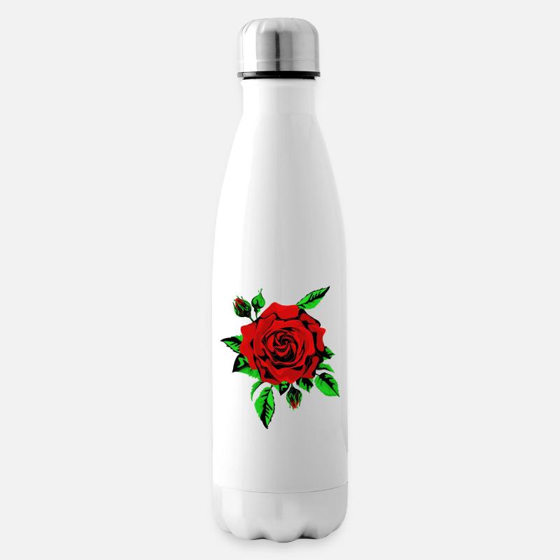 Rose rouge - Bouteille isotherme - blanc