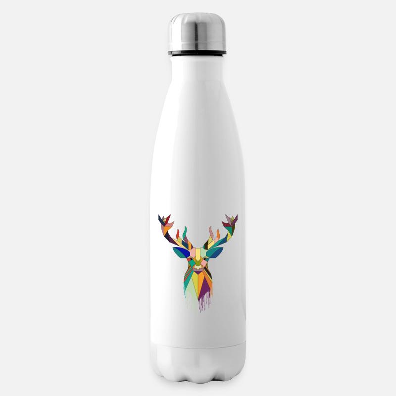 Natur bunter Hirsch - Isolierflasche - Weiß