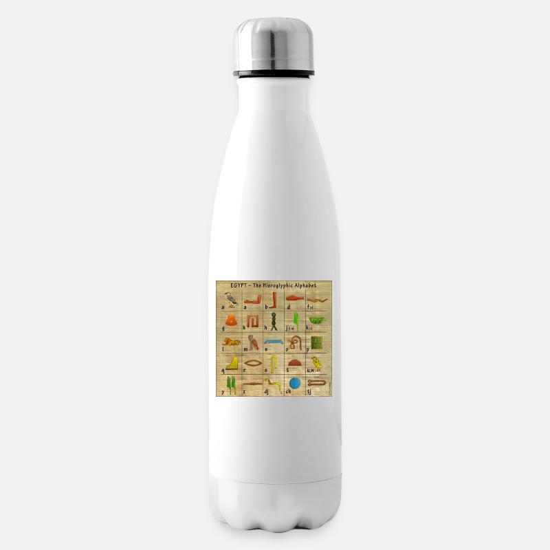The Hieroglyphic Alphabet - Insulated Water Bottle - white