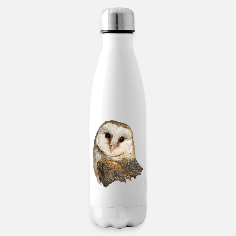 Schleiereule - Isolierflasche - Weiß