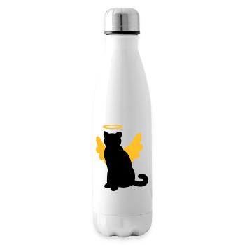 Chat aux ailes d'ange et halo - Bouteille isotherme - blanc - Droite