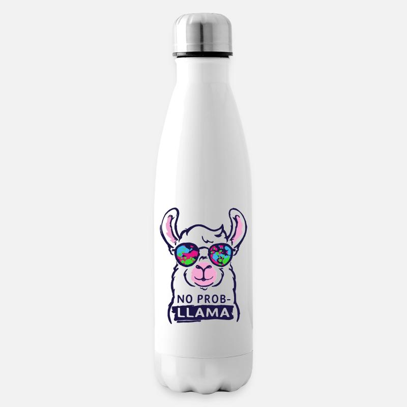 no probllama - cooler Kein Probllama Lama Spruch - Isolierflasche - Weiß