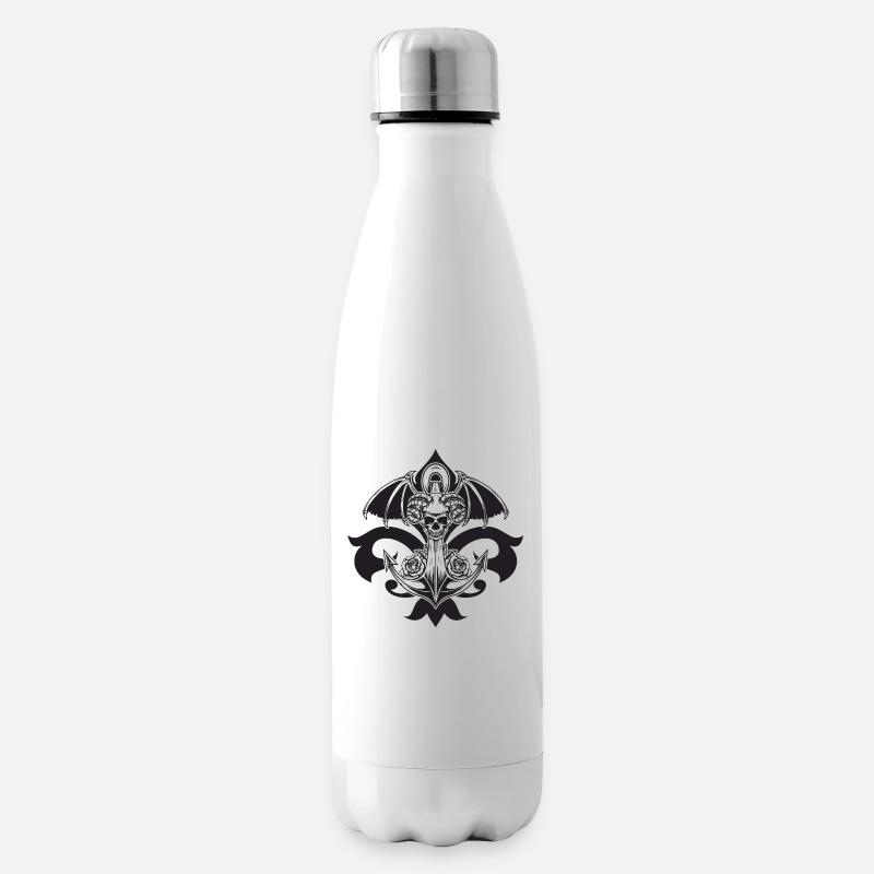 Anker Totenkopf Widderhorn rosa - Isolierflasche - Weiß