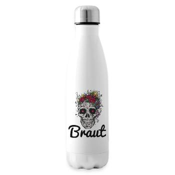 Braut JGA Frauen Totenkopf Tattoo Böse Cool Outfit - Isolierflasche - Weiß - Rechts