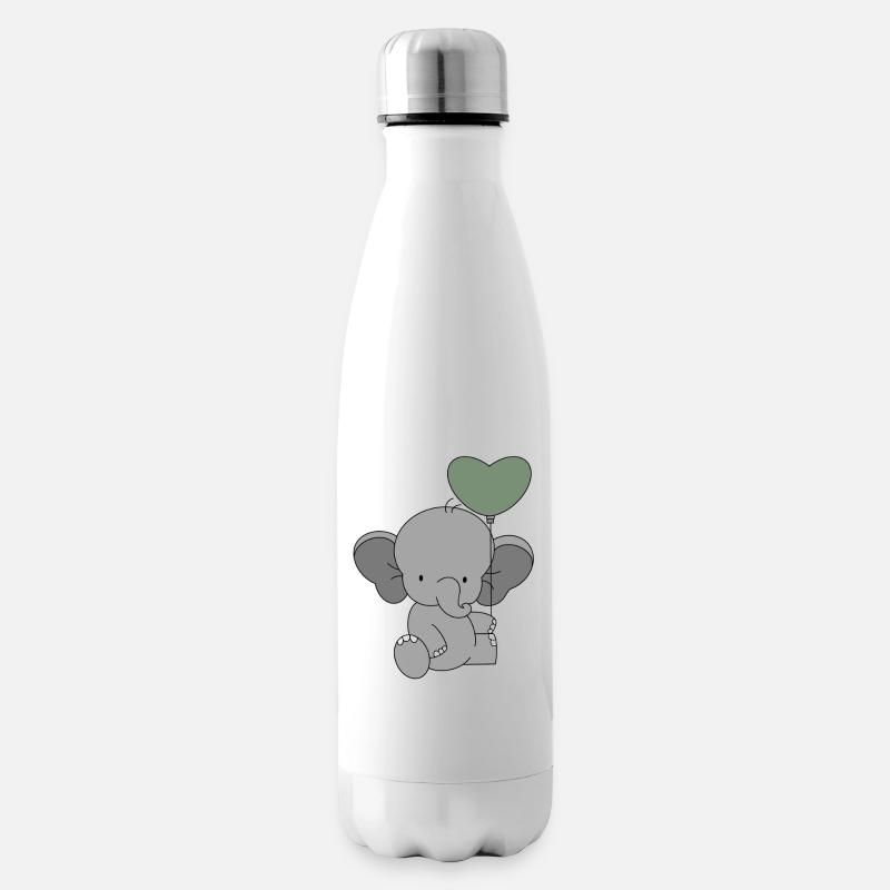 Bébé éléphant en montgolface 💚💚 - Bouteille isotherme - blanc