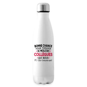 Collègue Collègues Cadeau Départ Retraite Humour - Bouteille isotherme - blanc - Droite