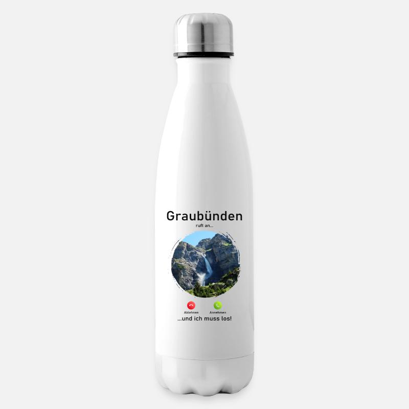 Graubünden Naturruf Design - Isolierflasche - Weiß