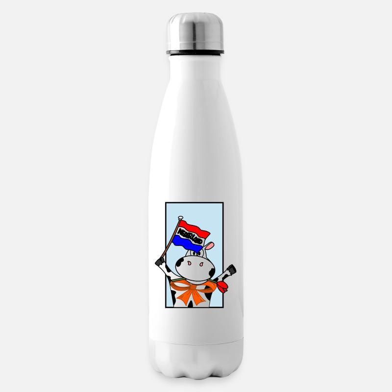 Kuh mit niederländischer Flagge - Isolierflasche - Weiß