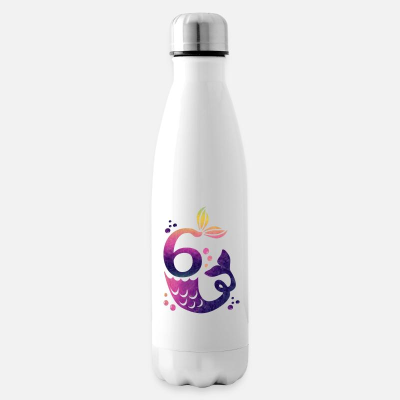 6 Birthday Mermaid - Insulated Water Bottle - white