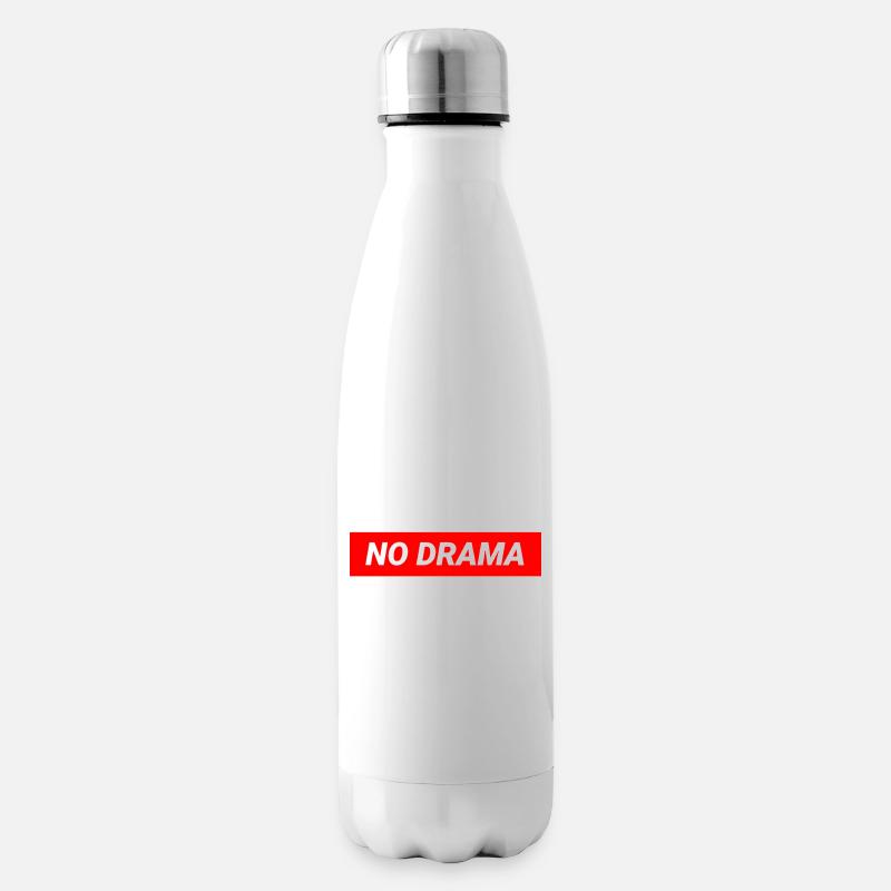 No Drama Design Red - Insulated Water Bottle - white