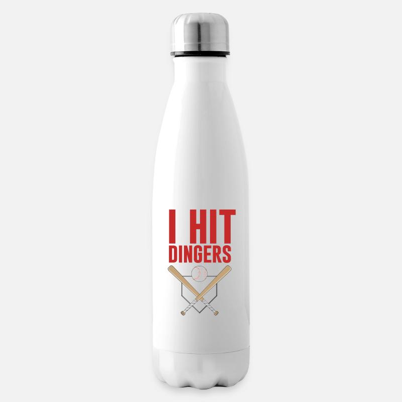 I Hit Dingers Baseball - Insulated Water Bottle - white