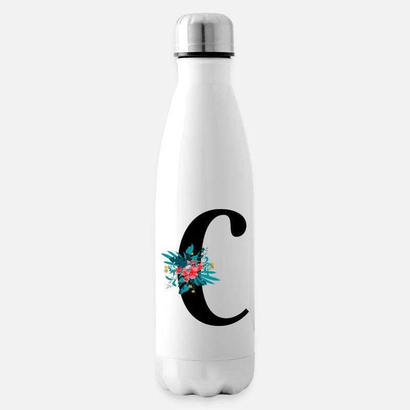 Buchstabe C blumig - Isolierflasche - Weiß