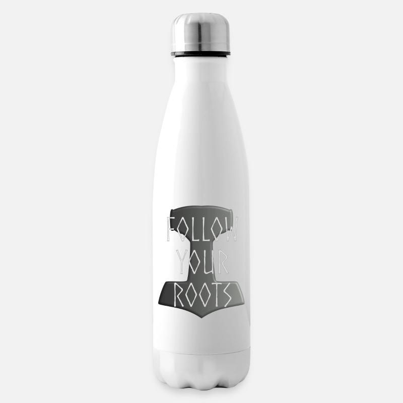 Mjölnir Donar Hammer Thor - Follow your Roots grau - Isolierflasche - Weiß