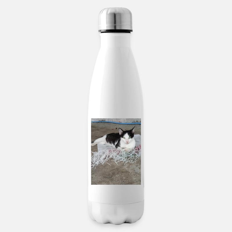 Katzen - Isolierflasche - Weiß