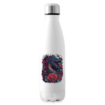 Roter Drache mit roten Rosen Drachen - Isolierflasche - Weiß - Rechts
