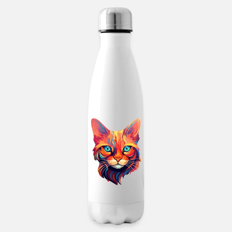 Katze Katzenkopf Katzenportrait - Isolierflasche - Weiß