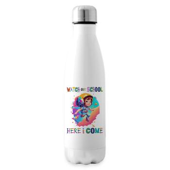 Watch out school - here I come / Astronaut girl - Insulated Water Bottle - white - Right