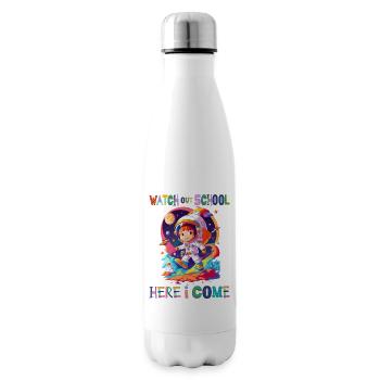 Watch out school - here I come / Astronaut boy - Insulated Water Bottle - white - Right