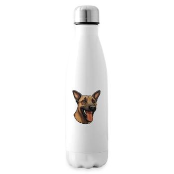 Malinois Dog Face Belgian Shepherd - Insulated Water Bottle - white - Right