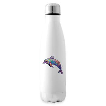 Delphin -lebendige Farben - Korallenkaleidoskop - Isolierflasche - Weiß - Rechts