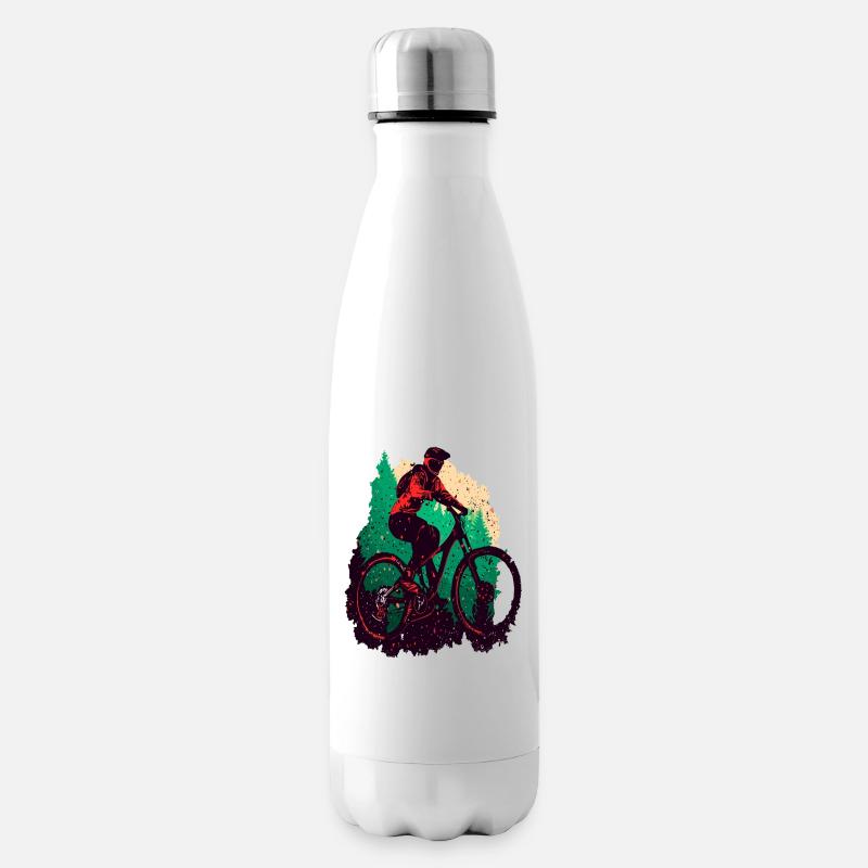 Vintage Mountainbiker MTB Radfahrer - Isolierflasche - Weiß