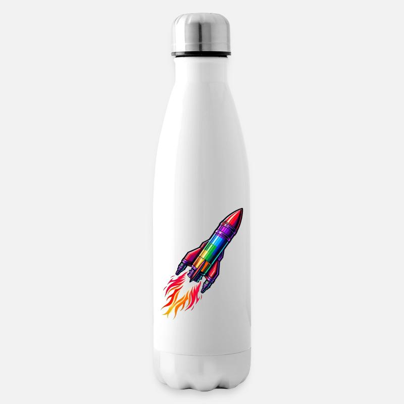 Regenbogenrakete - Isolierflasche - Weiß