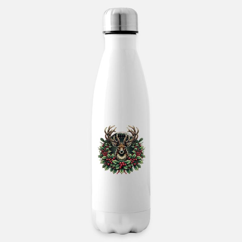 Joyeux Noël : renne élégant - Bouteille isotherme - blanc