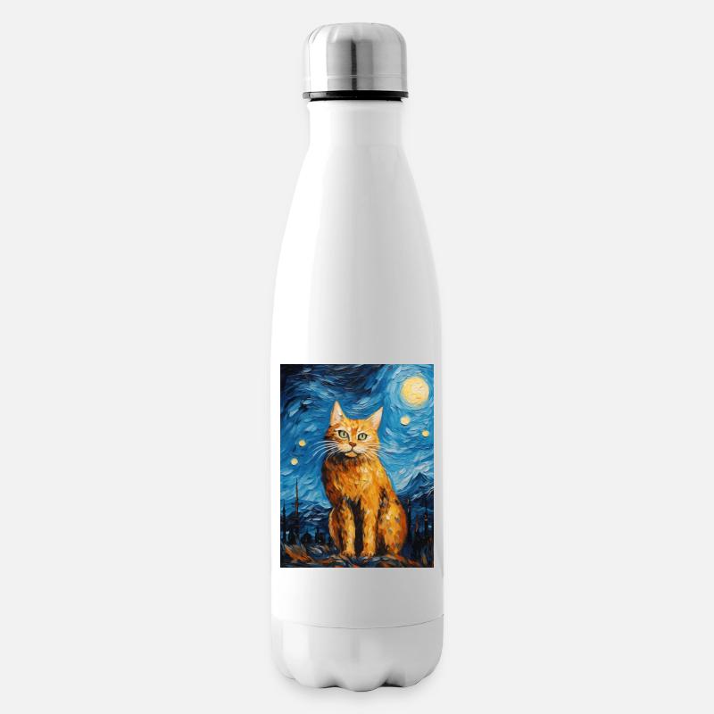 luchs, van gogh, sternennacht, tier, raubkatze - Isolierflasche - Weiß