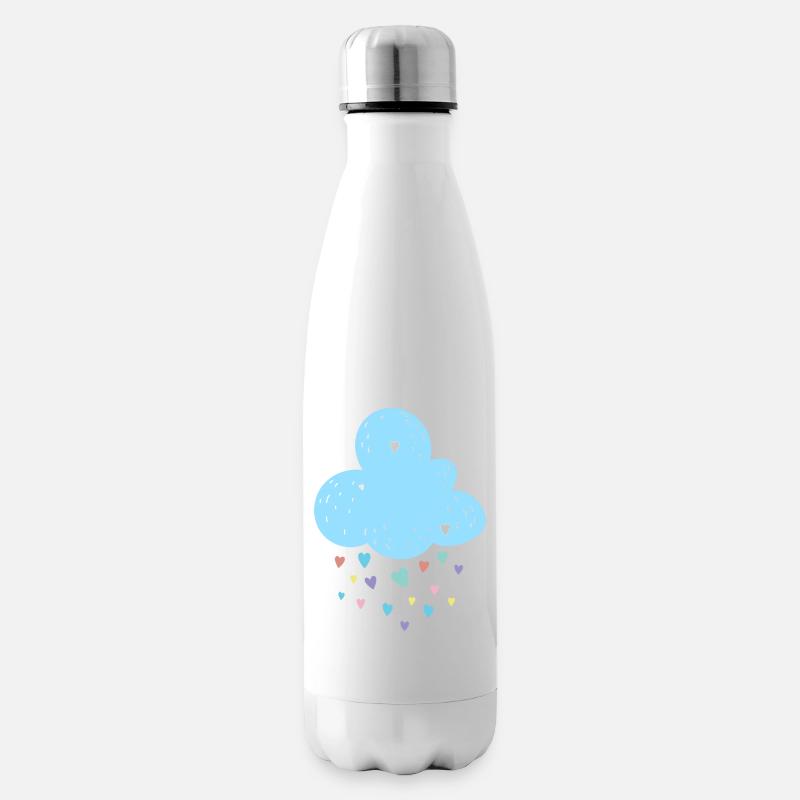 Pastel Cloud Hearts Shower - Insulated Water Bottle - white