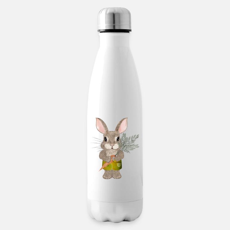 putziges Kaninchen mit Karotte und Shorts - Isolierflasche - Weiß