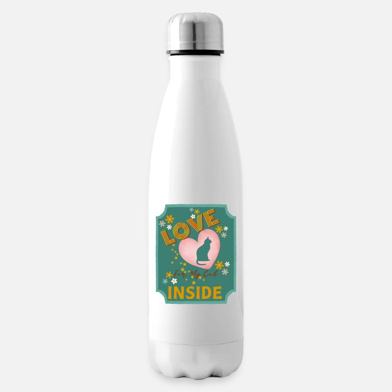 Design du cœur de l’amour à l’intérieur de mon chat - Bouteille isotherme - blanc