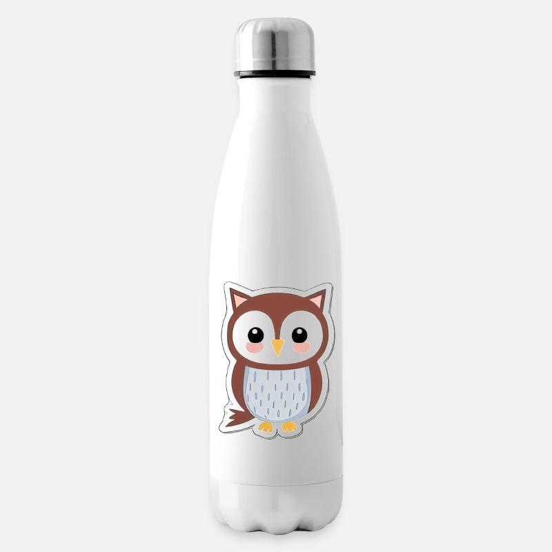 Eulen Sticker - Isolierflasche - Weiß