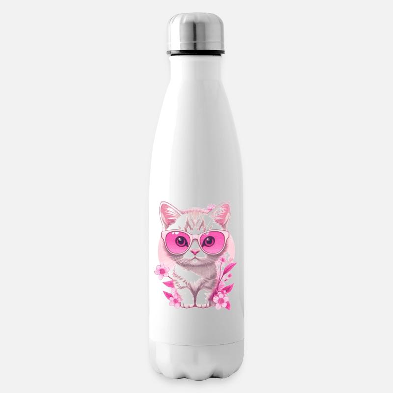 Chaton en vacances 🐾 - Bouteille isotherme - blanc
