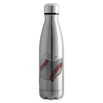Ohio (United States) | real baseball | Map Script - Insulated Water Bottle - silver - Right