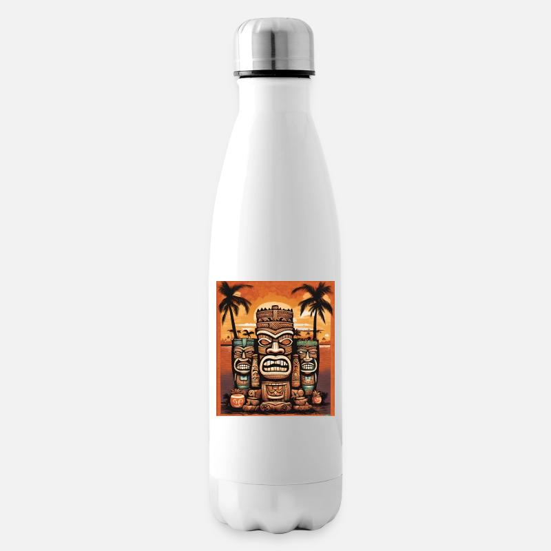 Tiki Statues - Insulated Water Bottle - white