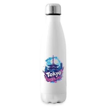 Tokyo Japan Pagoda City Skyline Sun Flowers - Insulated Water Bottle - white - Right