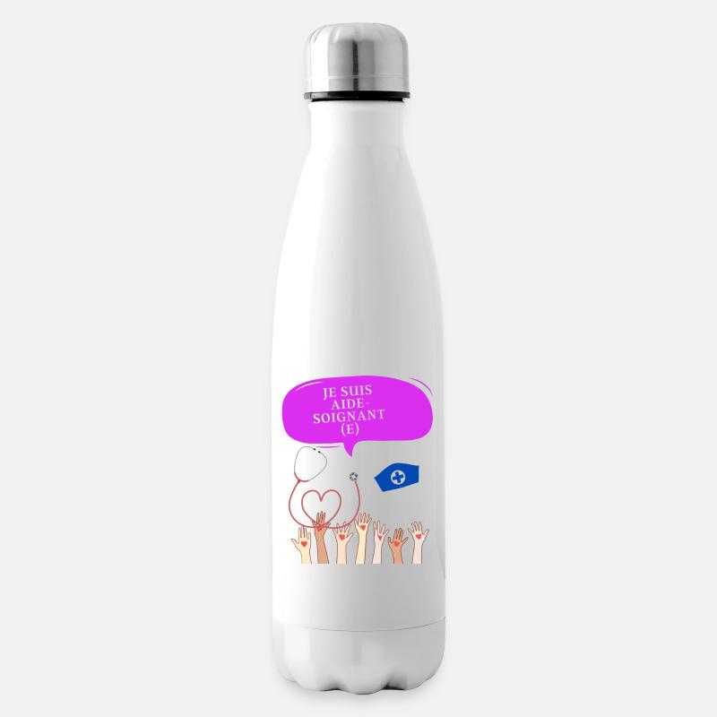 Je suis aide soignant e png - Bouteille isotherme - blanc