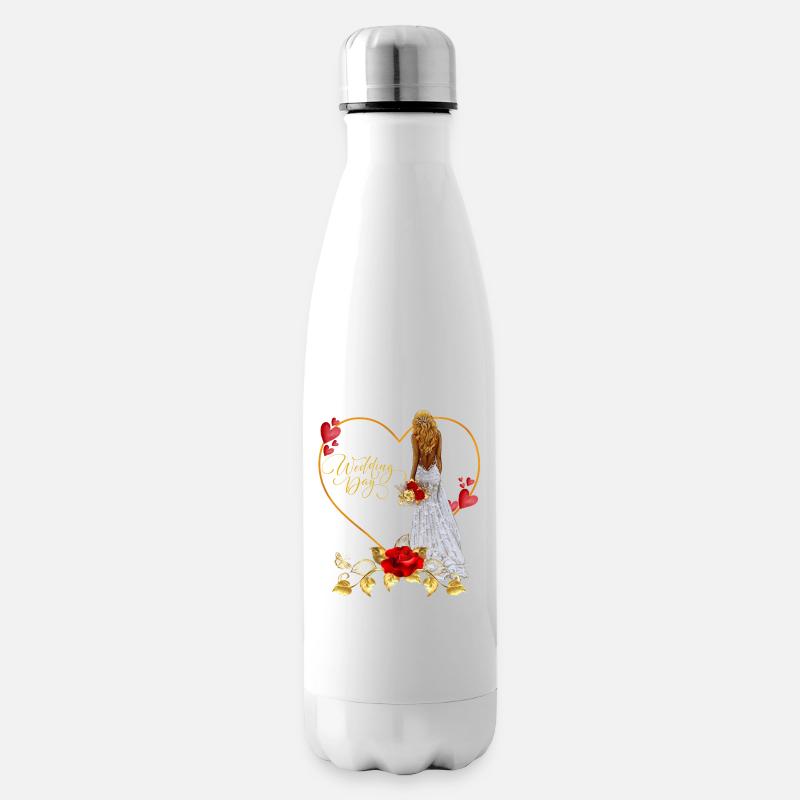 Red Rose Wedding Day - Insulated Water Bottle - white