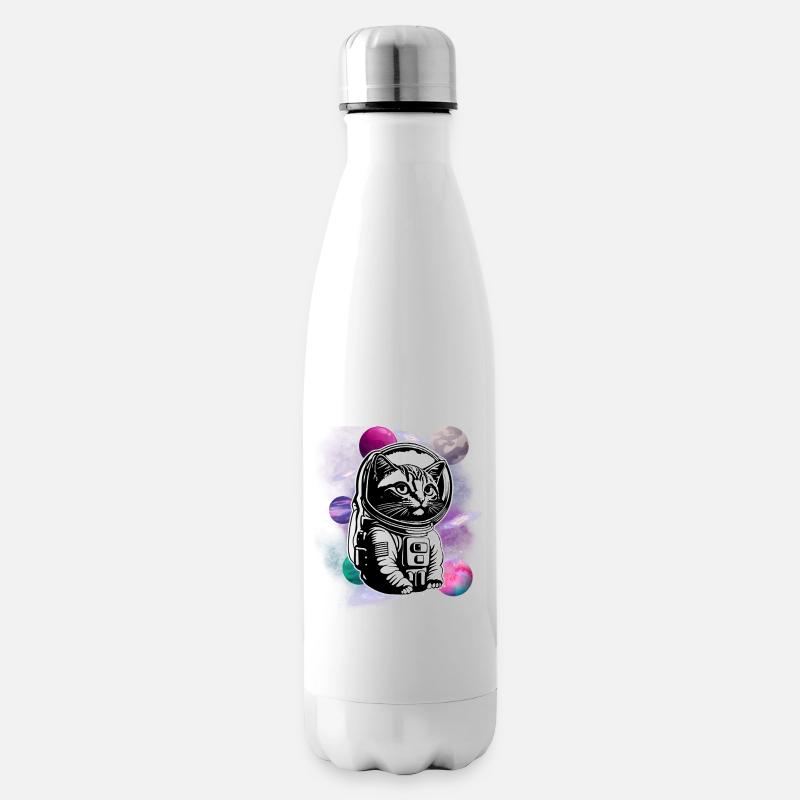 "Astronaut Cat - Kosmischer Entdecker - Isolierflasche - Weiß