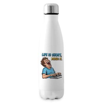 Debug Your Life: Funny IT Programmer Shirt - Insulated Water Bottle - white - Right
