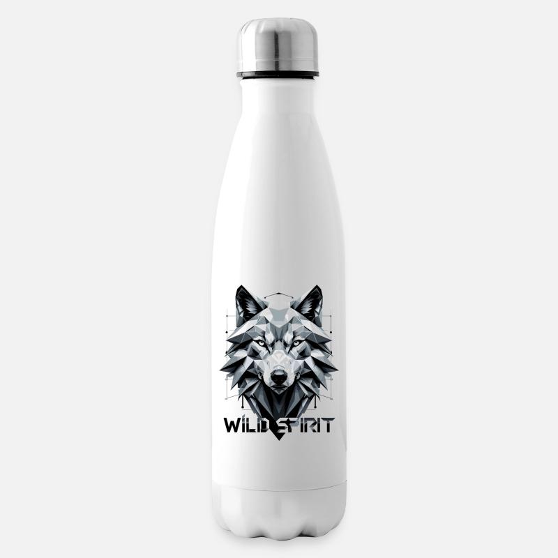 Geometrischer Wolf Tribal Design - Isolierflasche - Weiß