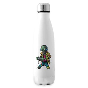 Zombie Gamer: Funny & Retro Gaming Fan Design - Insulated Water Bottle - white - Right