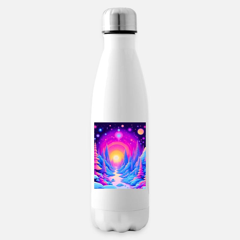 "Cosmic Forest Dreams – Neon Sunset Voyage" - Isolierflasche - Weiß