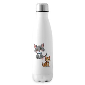 Playful cats on cute design - Insulated Water Bottle - white - Right