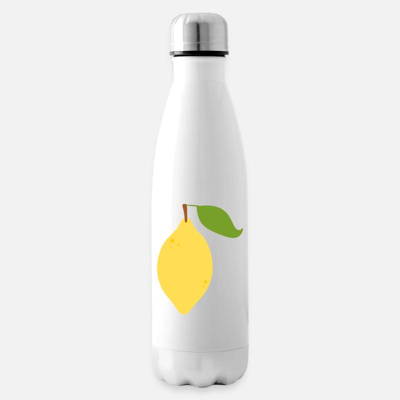 Modern Lemon Citrus Pattern Design - Insulated Water Bottle - white