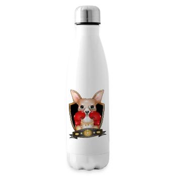 Boxender Chihuahua – Lustiges Boxer Motiv - Isolierflasche - Weiß - Rechts